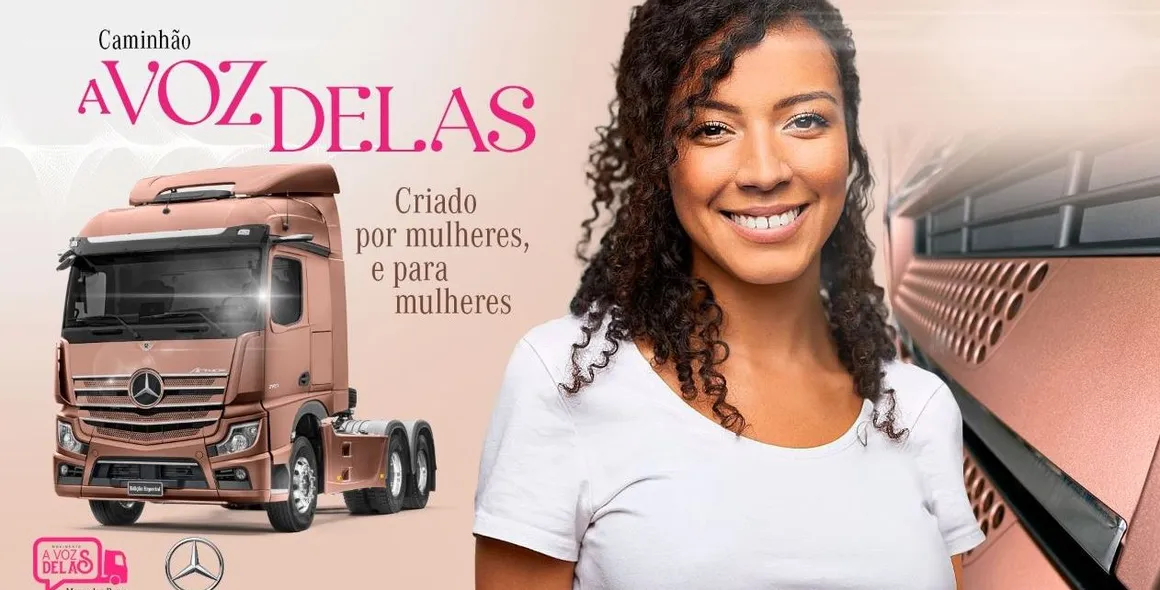 Mercedes-Benz convida caminhoneiras e cristais a personalizarem um caminhão para as mulheres